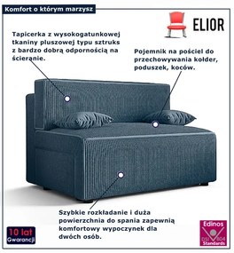 Niebieska tapicerowana sofa rozkładana K4-H47
