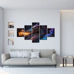 Obraz - Smok plujący płomieniami (125x70 cm)