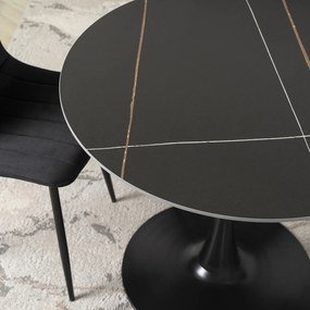 Stół Okrągły SANDER 90 cm Ceramiczny Czarny do Salonu Nowoczesny Loft