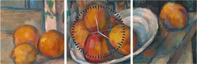Obraz - Paul Cézanne, Still Life with Milk Jug and Fruit, reprodukcje (z zegarem) (90x30 cm)