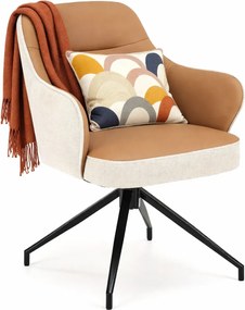 Brązowy obrotowy fotel tapicerowany S5-N71