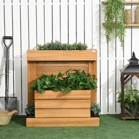 Outsunny Warzywnik Ogrodowy z 4 Pudełkami Samopodlewający z Wyściółką z Włókniny Odporny na Warunki Atmosferyczne 79.5x49.5x80cm | Aosom PL