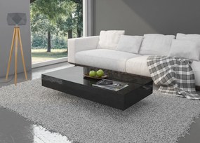 Niski stolik kawowy Pixel 120x60 cm, kolor czarny połysk