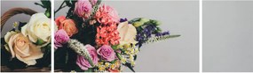 Obraz kosza z kwiatami (170x50 cm)