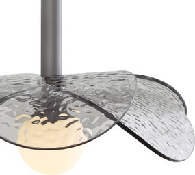 Designerska lampa wisząca srebrna z przydymionym szkłem - Kemner