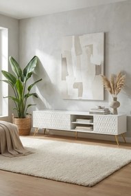 Biała szafka RTV 3D na złotych nóżkach 175 cm W1-W15