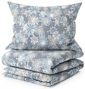PrzytulneMieszkanie.pl PrzytulneMieszkanie.pl Pościel flanelowa z mikrofibry SNOWFLAKE niebiesko-szara Rozmiar pościeli: 70 x 90 cm | 140 x 220 cm