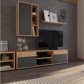 Ściana w salonie złoty dąb power/antracyt 139.8x35.4x38.9 berno