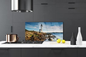 Panel Szklany do Kuchni Klasyczna Latarnia na Brzegu