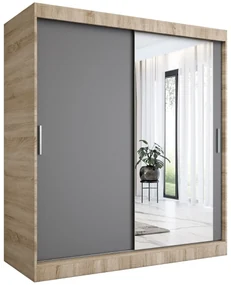 Szafa przesuwna MODUO COMFORT 180 dąb sonoma/antracyt z lustrem po prawej MKPOL