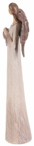 Anioł z poliresinu z sercem, 26 cm, beżowo-brązowy