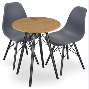 Komplet Okrągły Stół 60 Cm Dąb Z 2 Krzesłami E6-M84