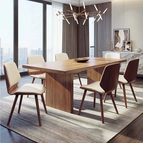 Krzesło do jadalni MCW-B16 (zestaw 6 sztuk),  sztuczna skóra w kolorze kremowym