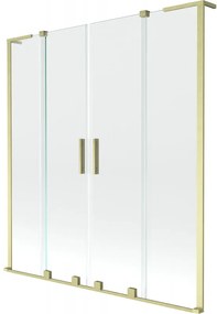 Mexen Velar L Duo parawan nawannowy 2-skrzydłowy rozsuwany 160 x 150 cm, transparent, złoty szczotkowany - 896-160-003-02-55