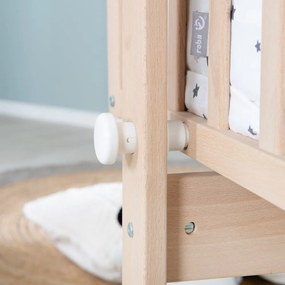 Kołyska z litego drewna bukowego na kółkach/z baldachimem 40x90 cm w naturalnym kolorze – Roba