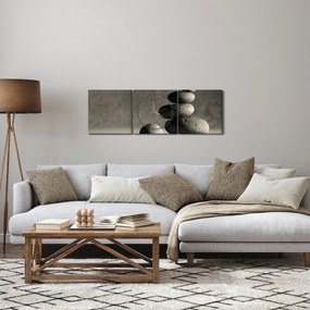 Obraz - Szare kamienie (z zegarem) (90x30 cm)