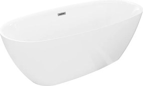 Mexen Luvo Slim wanna wolnostojąca 170 x 75 cm, biała, przelew gun metal - 52801707500-95