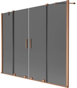 Mexen Velar Duo parawan nawannowy 2-skrzydłowy rozsuwany 200 x 150 cm, grafit, miedź szczotkowana - 896-200-000-42-65
