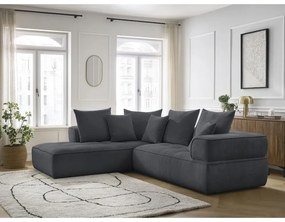 Ciemnoszary narożnik z tkaniny szenilowej (lewostronny/w kształcie litery L) Whesley – Bobochic Paris