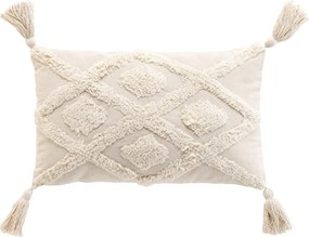 Coussin Déhoussable Compressé Pompons 30x50 cm Coton/Polyester Tufté - INCA