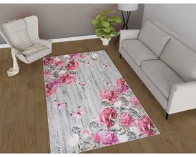 Różowo-szary dywan odpowiedni do prania 80x150 cm Blooming Roses – Vitaus
