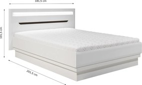 Łóżko Drewniane Dwuosobowe 160x200 cm z Pojemnikiem IVORY Białe Nowoczesne