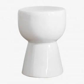 Okrągły Stolik Kawowy Ceramiczny Kaly Ø35 Cm Biała - Sklum