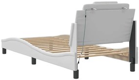 Podświetlane białe łóżko z ekoskóry 90x200 - Izmo 4X