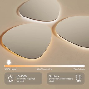 Nieregularne lustro LED w złotej aluminiowej ramie