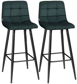 HOMCOM Stołki Barowe 2 szt., Nowoczesny Design, Miękkie Siedzisko, Stalowa Rama, 42 x 47 x 105 cm, Zielony
