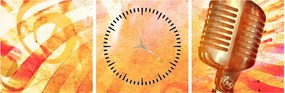 Obraz - Mikrofon retro (z zegarem) (90x30 cm)
