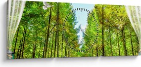 Obraz - Widok na las (z zegarem) (90x30 cm)
