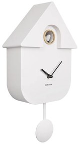 Biały wahadłowy zegar ścienny Karlsson Modern Cuckoo, 21,5x41,5 cm