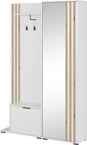 Masseno Garderoba NELIANA 131/192/40 cm do Przedpokoju Nowoczesna Biała