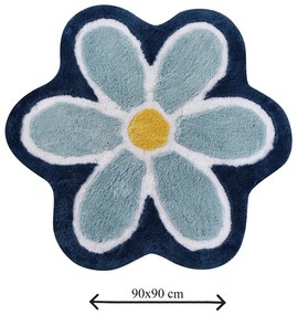 Niebieski dywanik łazienkowy ø 90 cm Flower – Foutastic