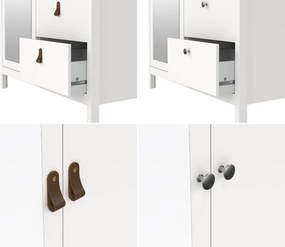 Dwudrzwiowa szafa z lustrem i szufladami Madrid, biały mat