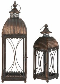 Zestaw metalowych latarni Romance, 2 szt., miedź