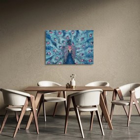 Obraz na szkle namalowanego pawia (70x50 cm)