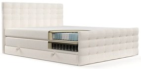 Kremowe łóżko boxspring ze schowkiem 200x200 cm Blend – Maison de Rêve
