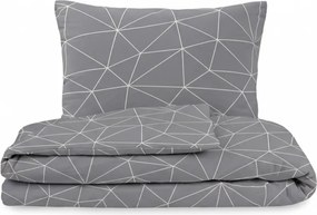 Kvalitex Bawełniana pościel Nordic Grid szary, 140 x 220 cm, 70 x 90 cm