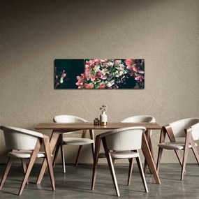 Obraz - Fragment Hortensji (z zegarem) (90x30 cm)
