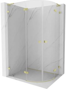 Mexen Lunar L kabina prysznicowa półokrągła uchylna lewa 100 x 90 cm, transparent, złota szczotkowana - 833L-100L-090P-55-00