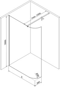 Mexen Kioto-R ścianka prysznicowa zaokrąglona Walk-in 140 x 200 cm, transparent 8 mm, czarna - 800-140-101-70-06
