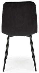 Czarne welurowe krzesło z oparciem na czarnych nogach K525