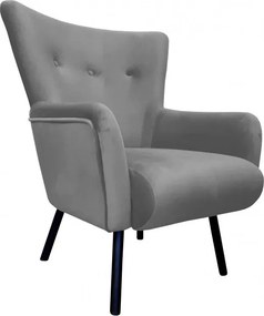 Fotel TULIP tkanina Welur noga metalowa Uszak luksusowy komfort salonu : Kolor nogi - Czarna, Kolor tkaniny - VELVET - MG17