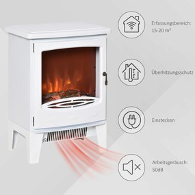 Kominek elektryczny LED kominek podłogowy z efektem płomienia 900/1800 W kolor biały | Aosom.pl