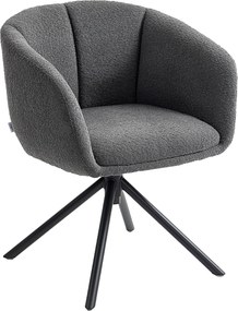 HOMCOM Fotel, tapicerowany z wygodnym siedziskiem, obrotowy, miękki materiał, do 120 kg, Ciemnoszary