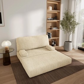 Masseno Sofa piankowa KESTE z funkcją spania, Kanapa z pianki do salonu, Bezmontażowa, Tkanina bucle – Kremowy QUELLE 02