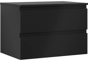 Mexen Orio szafka łazienkowa podumywalkowa 70 cm z blatem, 2 szuflady, czarna mat - 91A10-07047-2-BFFC71