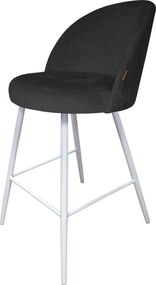 Hoker TRIX krzesło barowe tkanina Welur podstawa metalowa : Kolor nogi - Biały stożek, Kolor tkaniny - VELVET - MG19, Typ siedziska - Siedzisko stałe